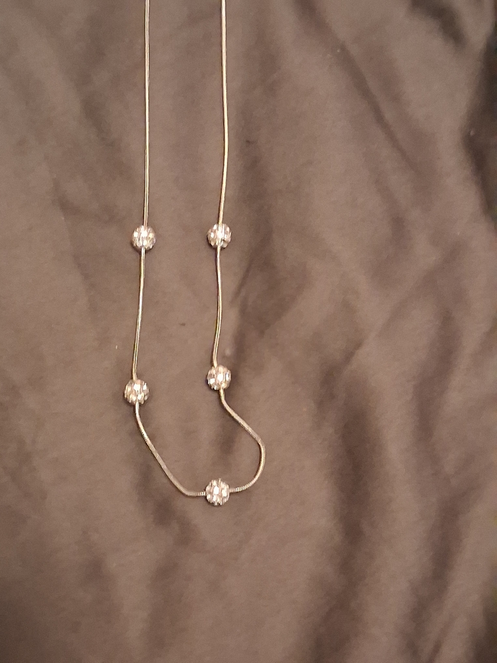 Delicate Silver Tone Women’s Necklace with Crystal Accent Beads